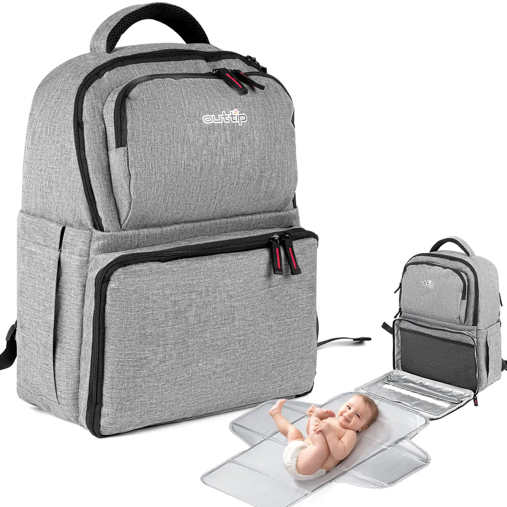 outtip Baby Diaper Bag BackpackWith Detachable Portable Changing Pad 15 Compartments Multifunction Bag Large Capacity Travel Bags for Newborn Boys&Girls