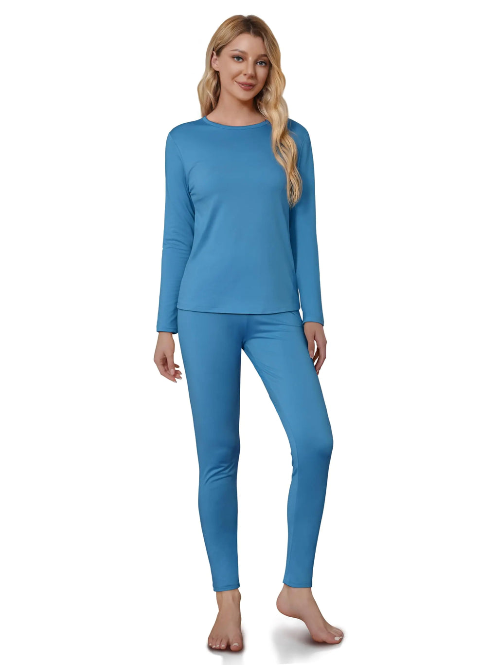 VZV Thermal Underwear for Women Long Johns for Women Thermal Sets Fleece Lined Base Layer Women Thermals Top and Bottom Set Teal