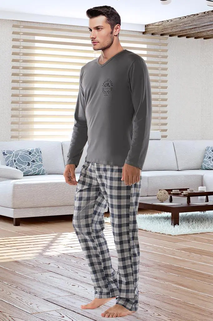 Men's Casual Long-sleeved Cotton Pajama Set