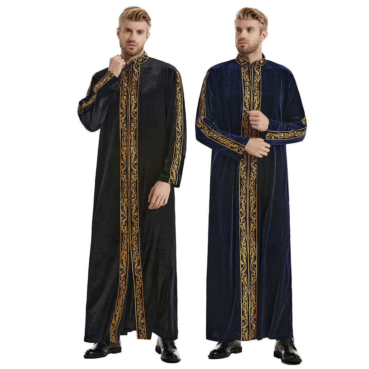 Men's Islamic Thobe with Embroidery and Long Sleeves